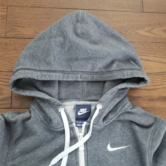 Nike Heather Gray Full Zip Hoodie with White Accents Size XS - Picture 3 of 10
